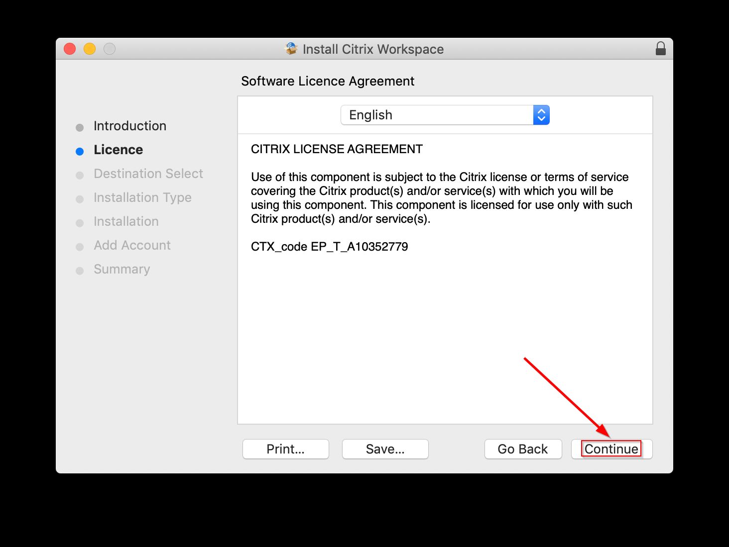 Citrix Workspace App for Mac installation
