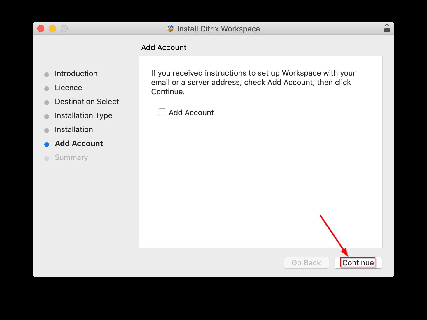 Citrix Workspace App for Mac installation