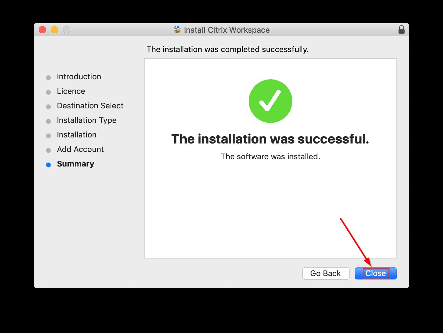 Citrix Workspace App for Mac installation