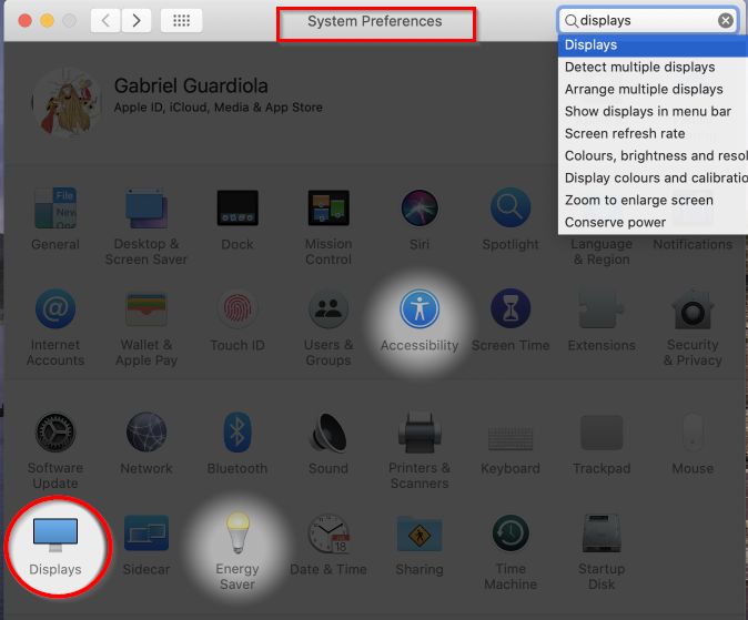 Go on Display settings